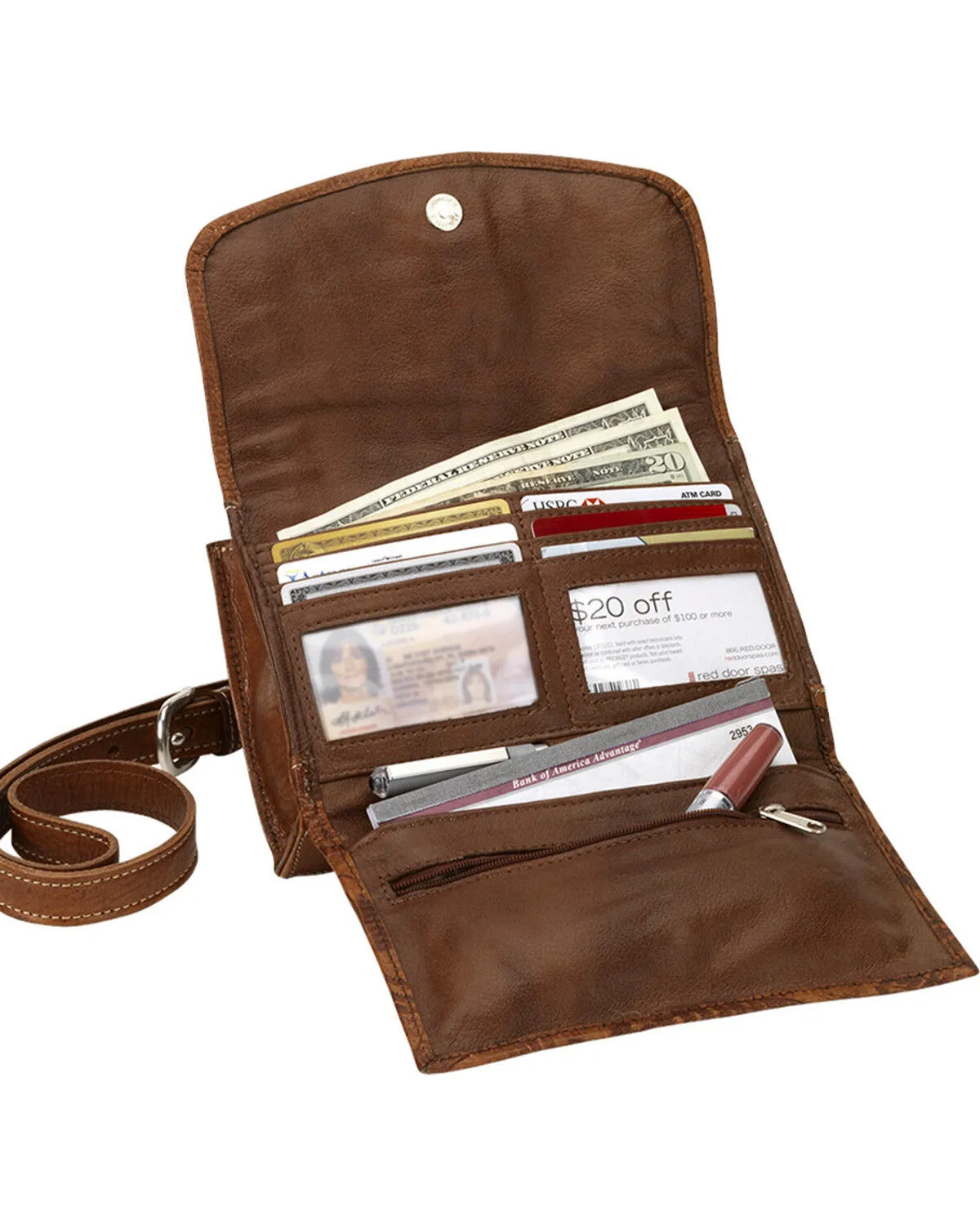 Product Name:  American West Tan Desert Wildflower Small Crossbody Bag/Wallet