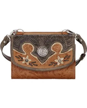 Product Name:  American West Tan Desert Wildflower Small Crossbody Bag/Wallet