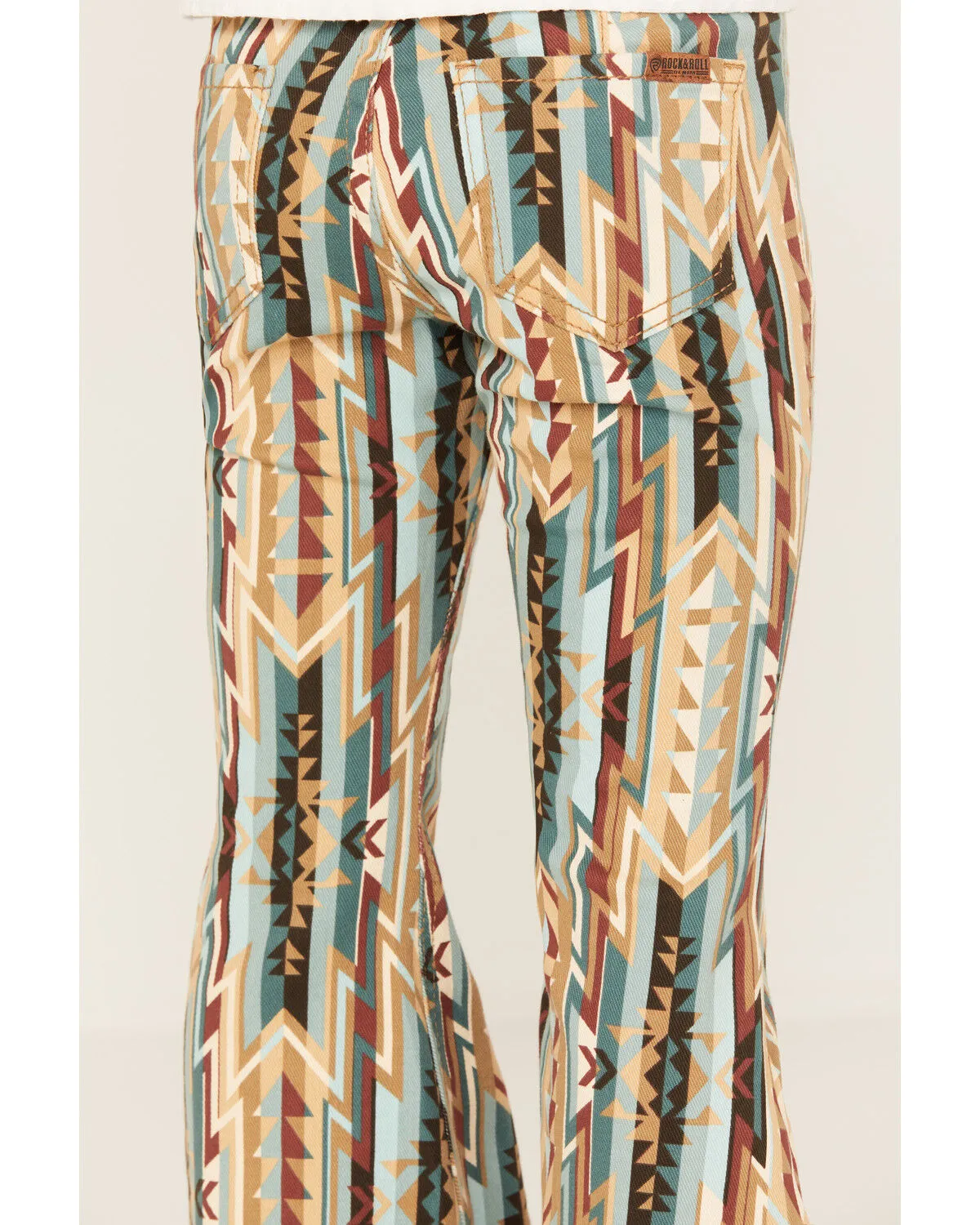 Product Name:  Rock & Roll Denim Girls' Southwestern Print Bargain Bell Flare Jeans