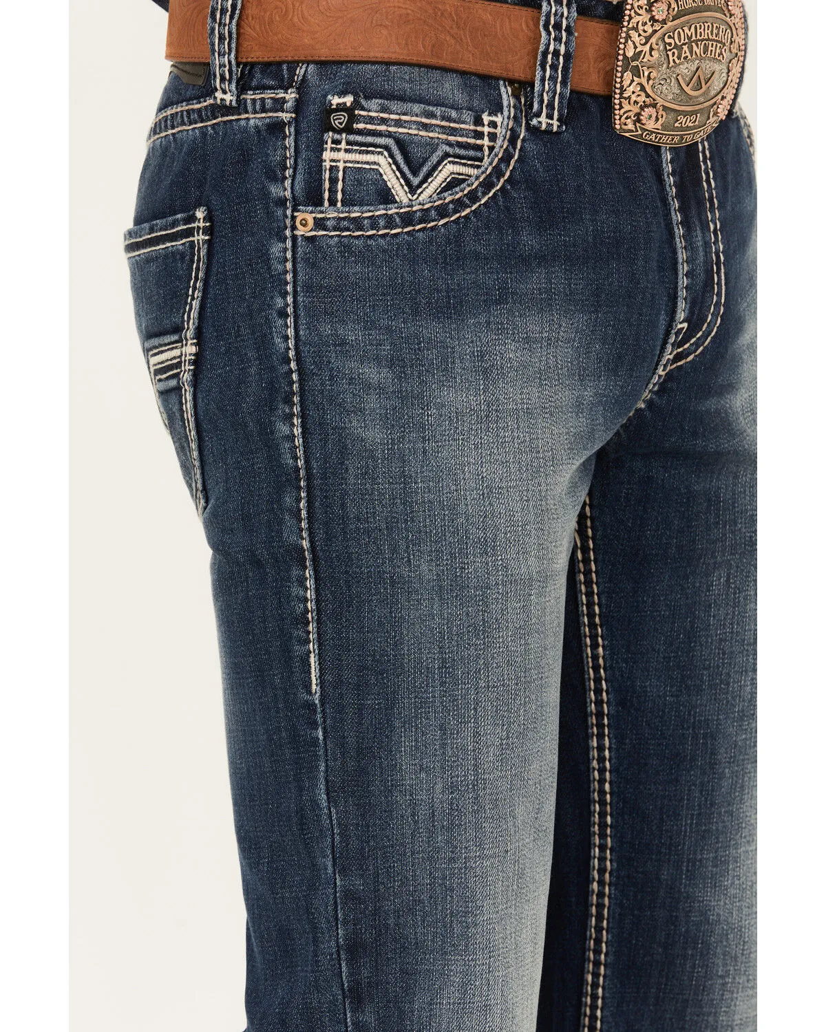 Product Name:  Rock & Roll Denim Men's Pistol Dark Vintage Wash Straight Rigid Denim Jeans