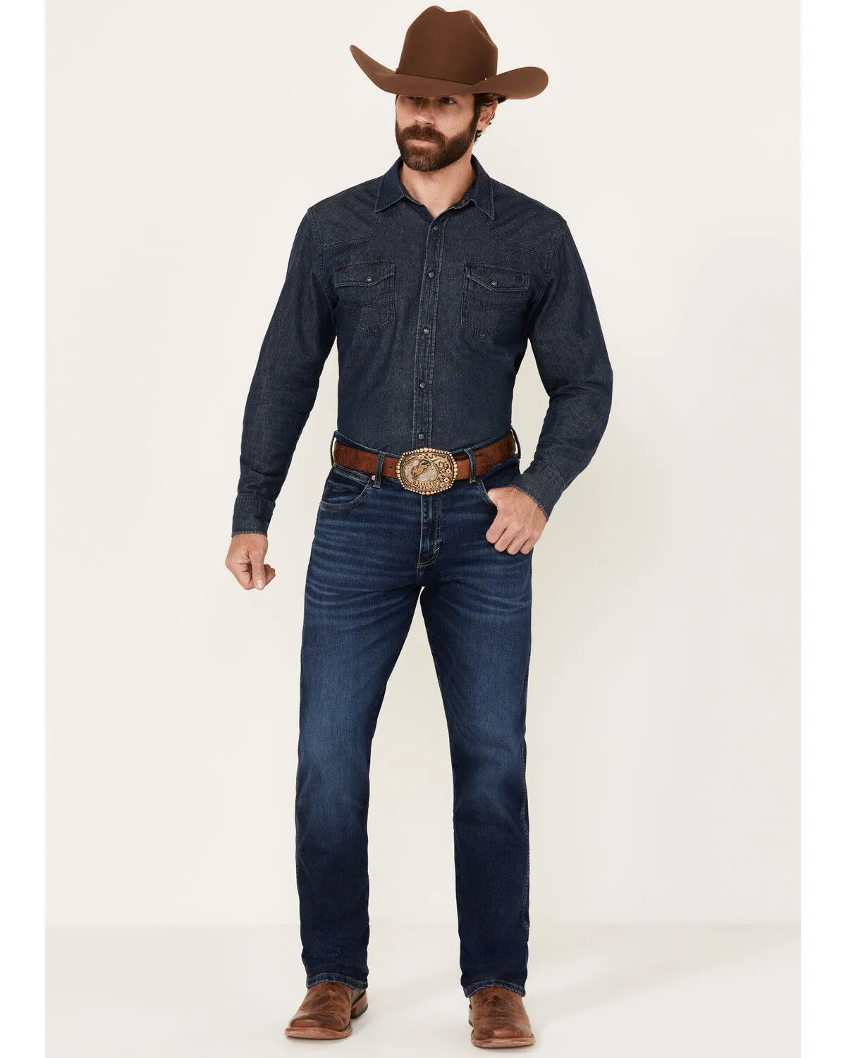 Product Name:  Wrangler Retro Men's Beckford Dark Wash Slim Straight Stretch Denim Jeans - Tall