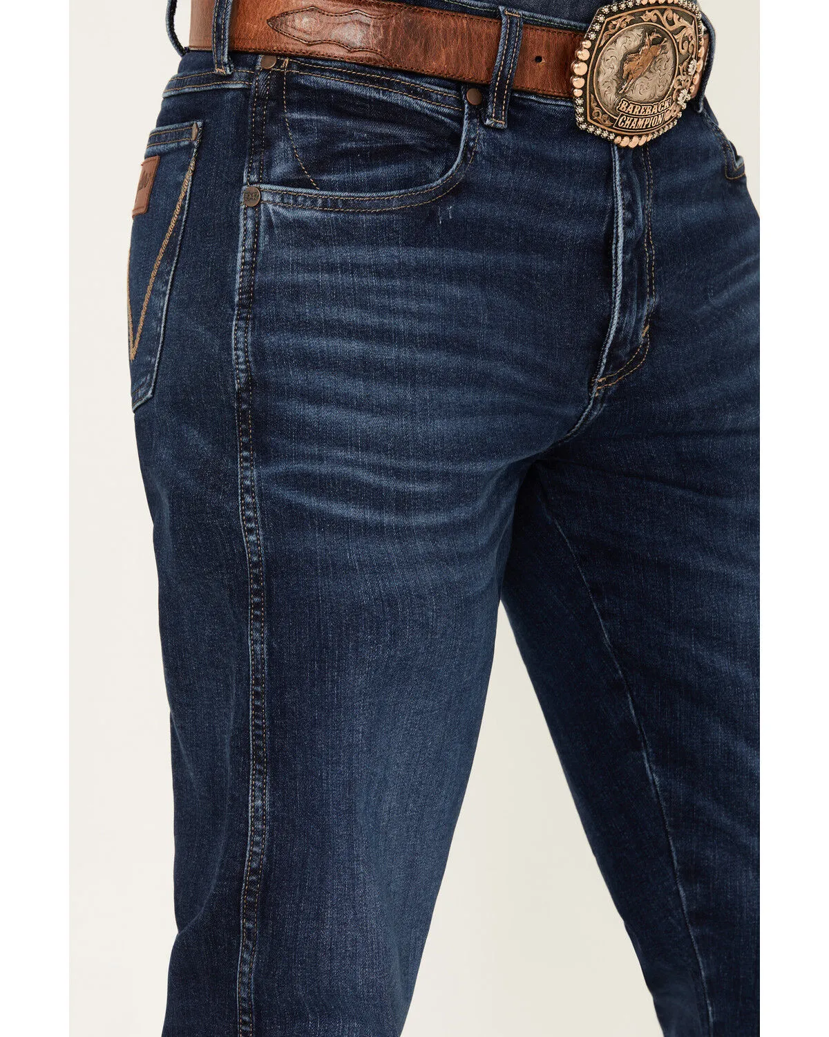 Product Name:  Wrangler Retro Men's Beckford Dark Wash Slim Straight Stretch Denim Jeans - Tall