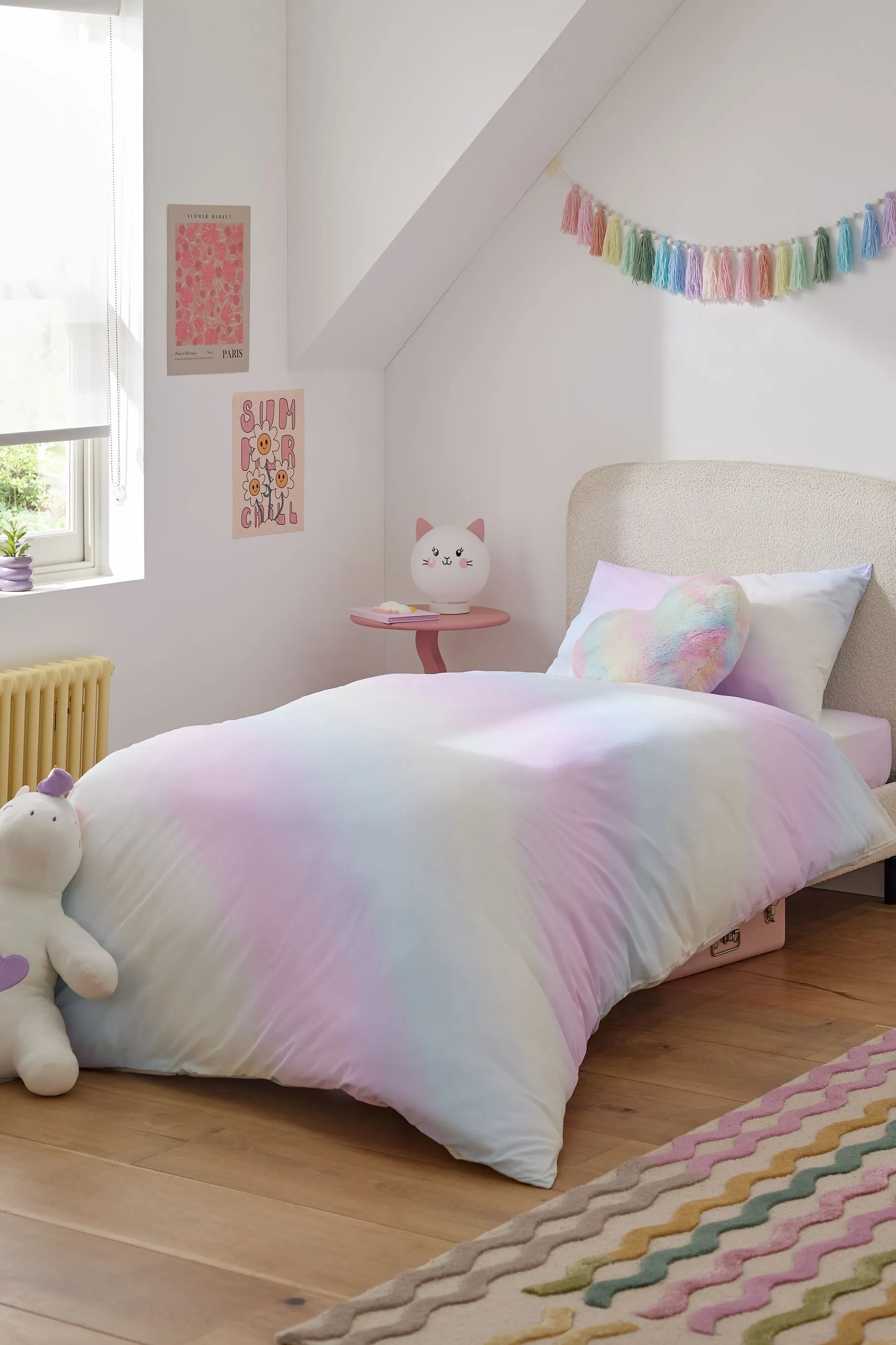 Rainbow Ombre Printed Polycotton Duvet Cover and Pillowcase Bedding