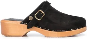 RE DONE buckle-detail suede mules Black