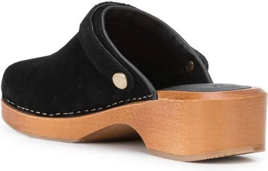 RE DONE buckle-detail suede mules Black