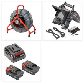 RIDGID SeeSnake Mini Pro Camera CS6x VERSA Monitor 200' HDR TruSense Self-Leveling Reel Battery Kit 76883 + 64968