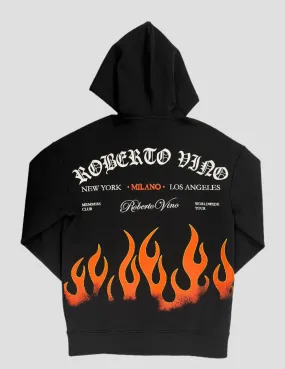 Roberto Vino Milano Flame Full Zip Hoodie Black