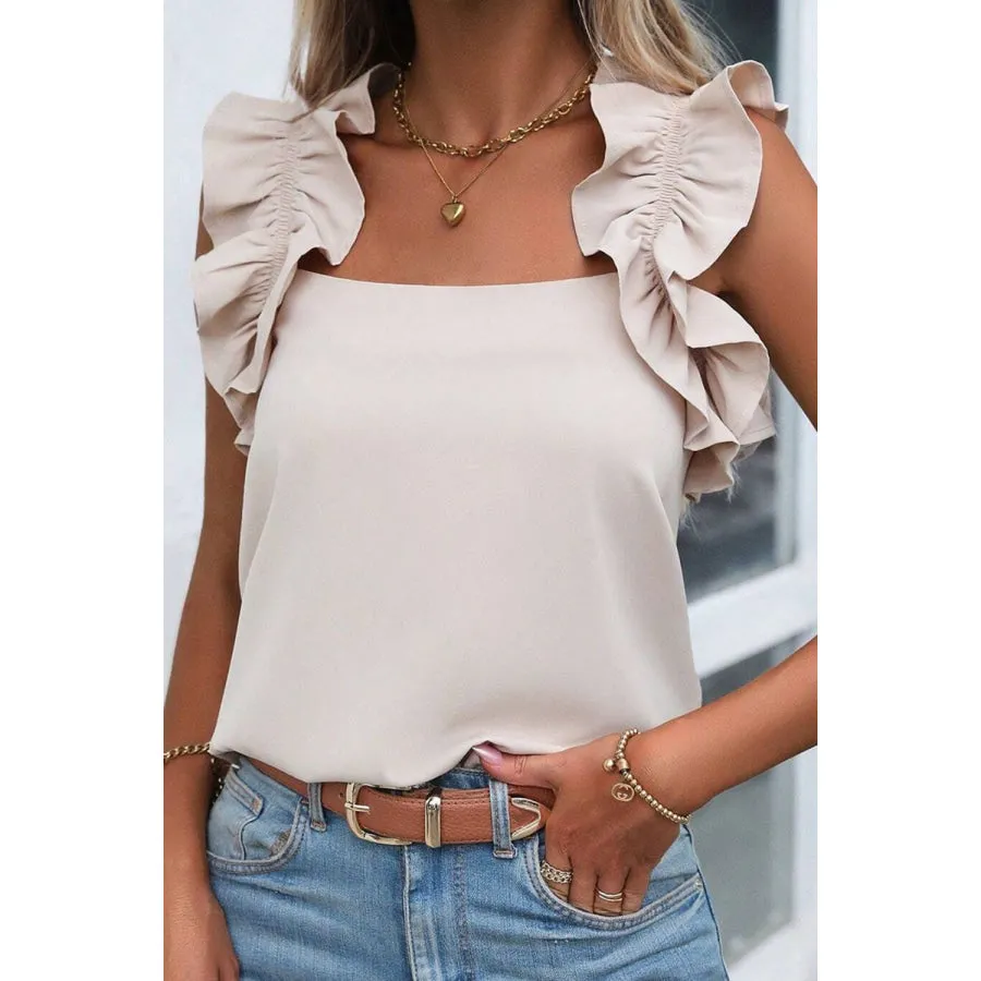 Ruffled Square Neck Tank