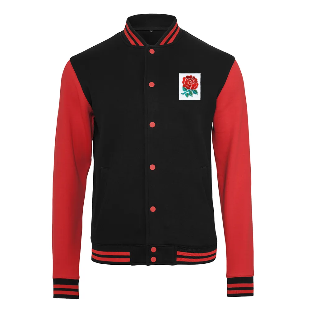 Rugby Vintage - England Sweat College Jacket - Black/ Red