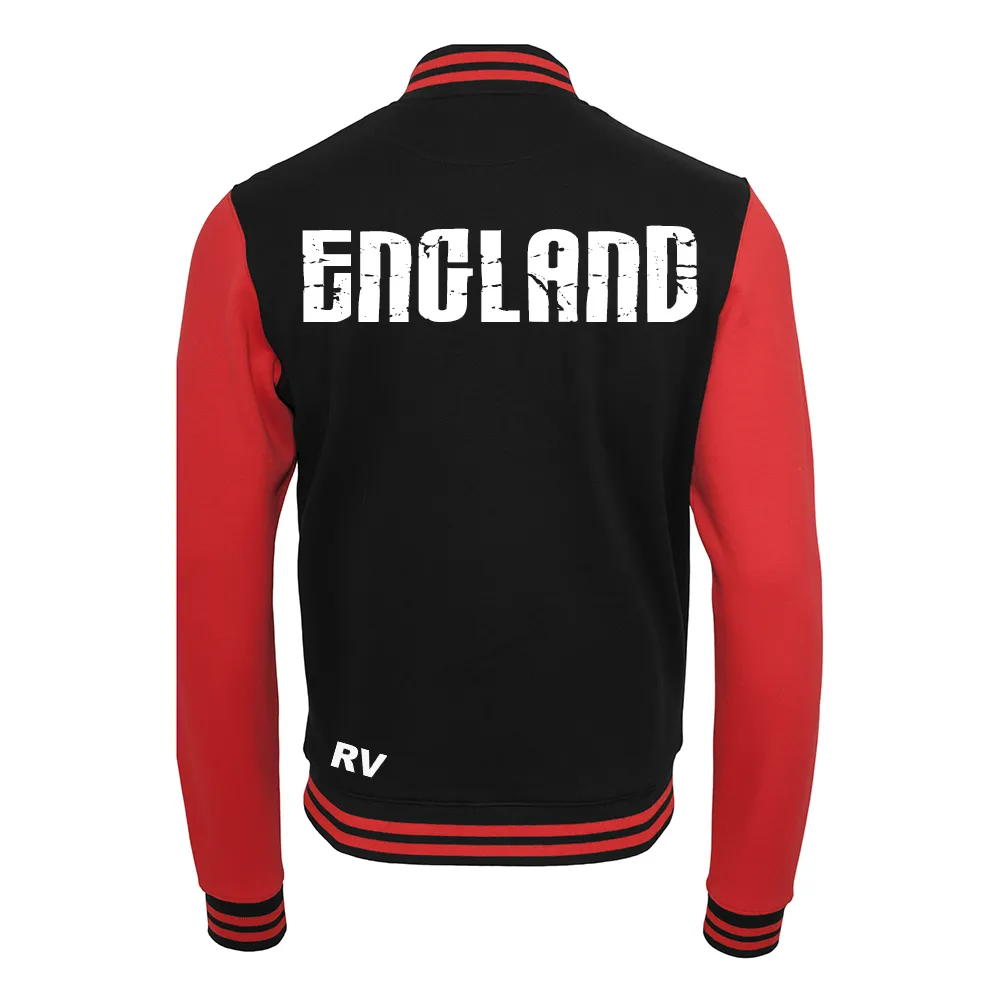 Rugby Vintage - England Sweat College Jacket - Black/ Red