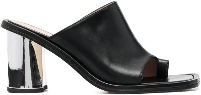 Scarosso Gwen 85mm leather mules Black