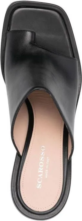 Scarosso Gwen 85mm leather mules Black