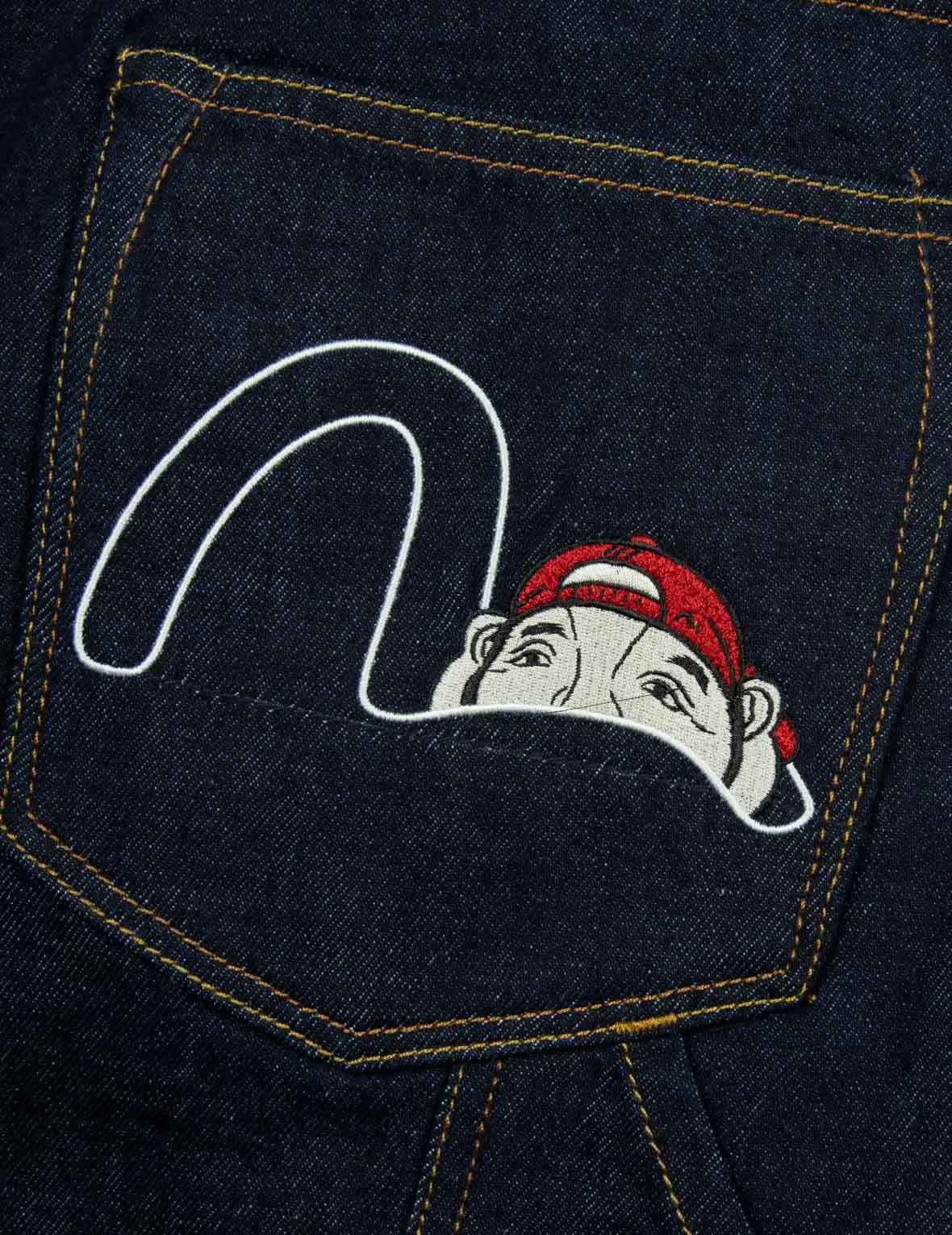 Seagull and Godhead Embroidery Balloon Fit Jeans