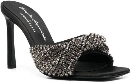 Sergio Rossi x Evangelie Smyrniotaki crystal-embellished 95mm mules Black