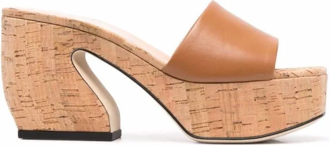 Si Rossi cork platform mules Brown