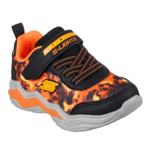 Skechers Boys S Lights Erupters Black and Orange Trainers