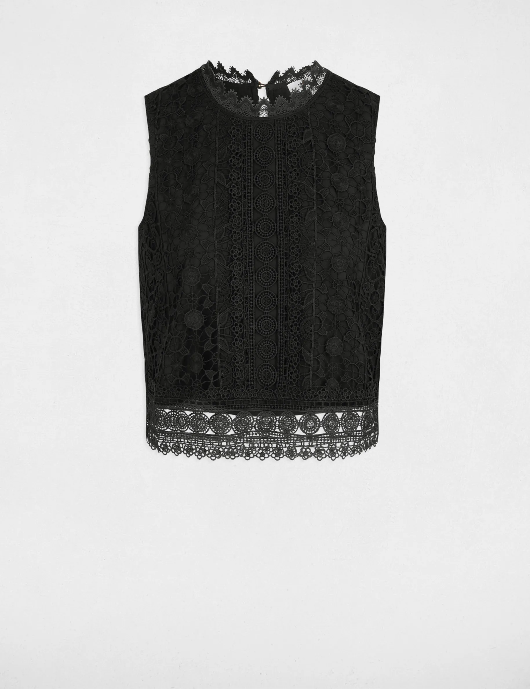 Sleeveless lace top black women