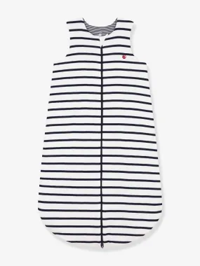 Striped Baby Sleeping Bag in Cotton, PETIT BATEAU - printed white