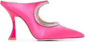 Stuart Weitzman XCurve Crystal 100mm mules Pink