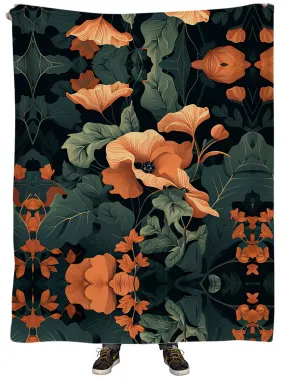 Tangerine Floral Plush Blanket