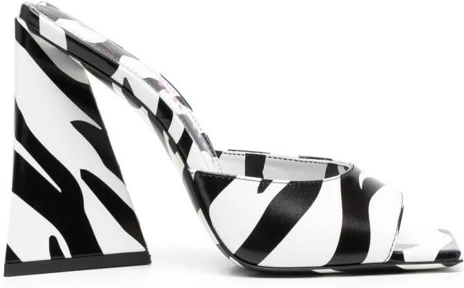 The Attico Devon zebra print 115mm mules White