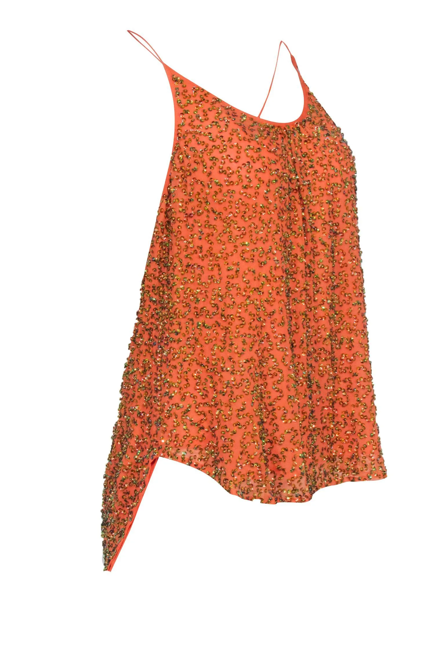 Trina Turk - Orange Silk Beaded Sleeveless Top Sz XL