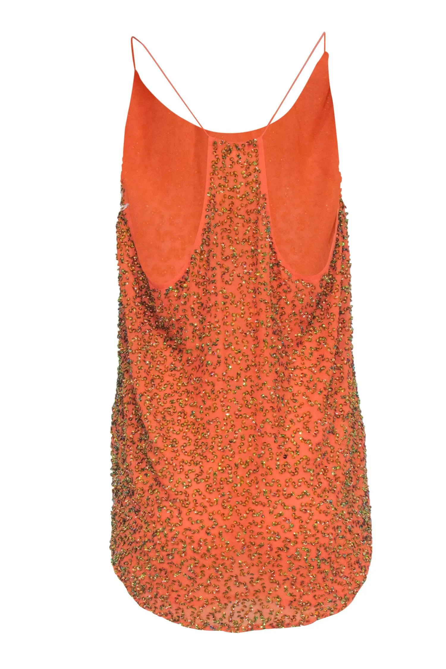 Trina Turk - Orange Silk Beaded Sleeveless Top Sz XL