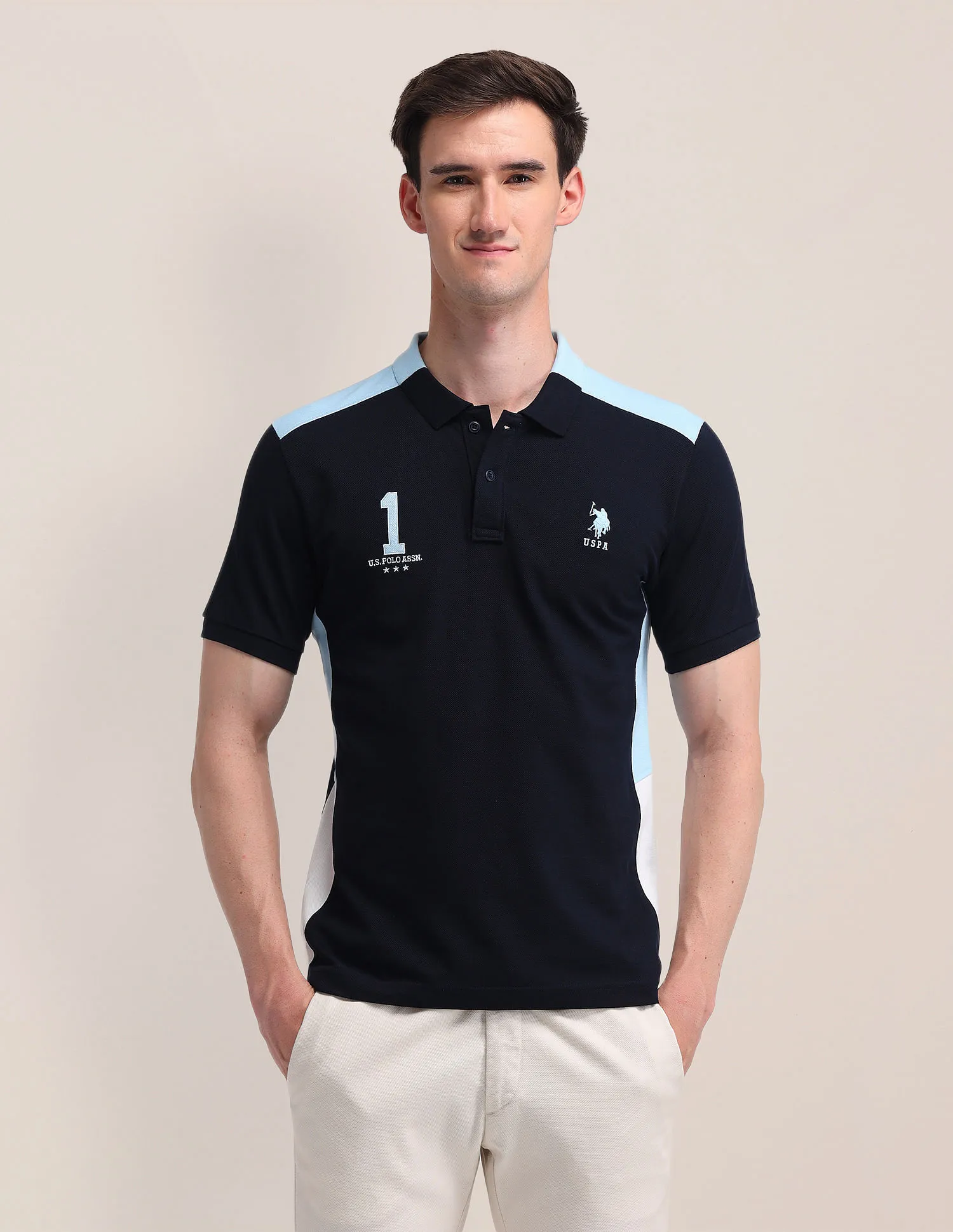 U.S. Polo Assn. Colour Blocked Slim Fit Polo Shirt