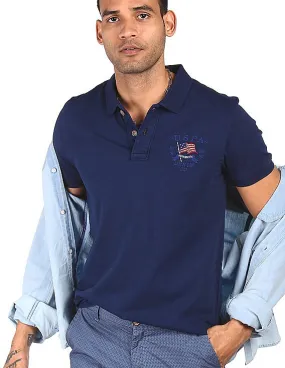 U.S. Polo Assn. Denim Co. Men Navy Solid Polo T-Shirt