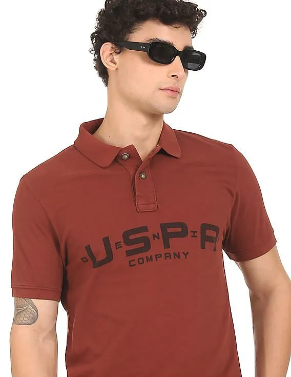 U.S. Polo Assn. Denim Co. Pique Brand Print Polo Shirt