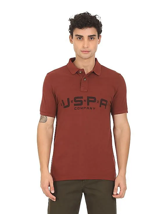 U.S. Polo Assn. Denim Co. Pique Brand Print Polo Shirt