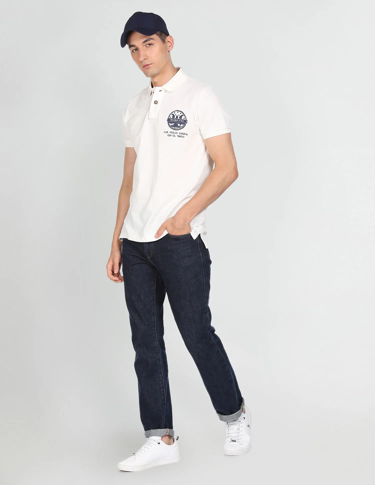 U.S. Polo Assn. Denim Co. Short Sleeve Solid Polo Shirt