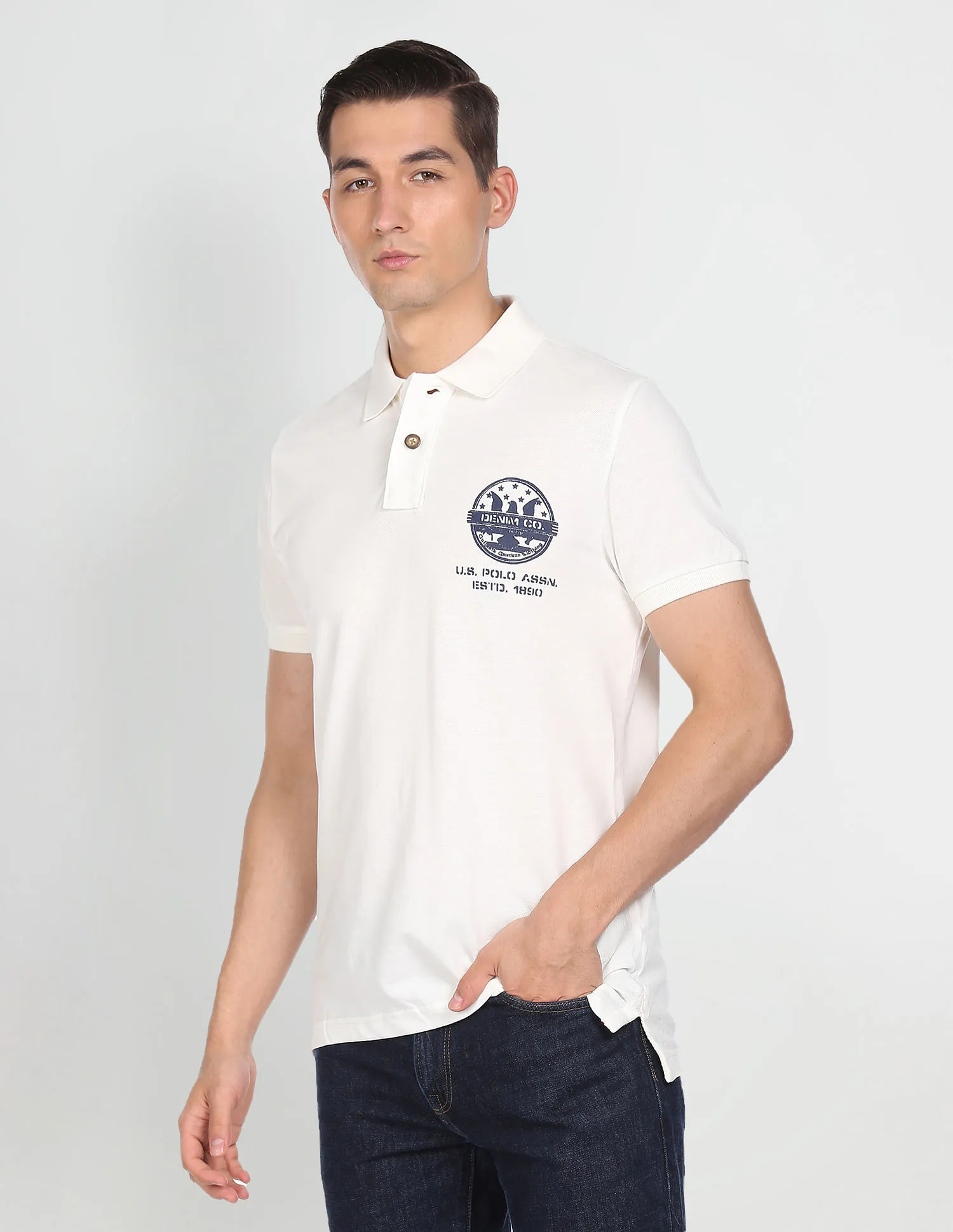 U.S. Polo Assn. Denim Co. Short Sleeve Solid Polo Shirt