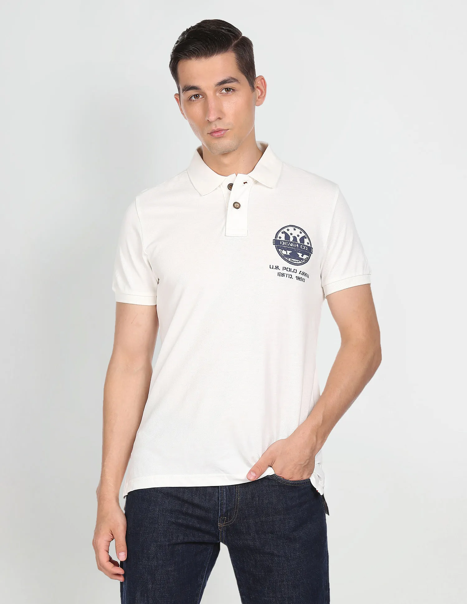 U.S. Polo Assn. Denim Co. Short Sleeve Solid Polo Shirt