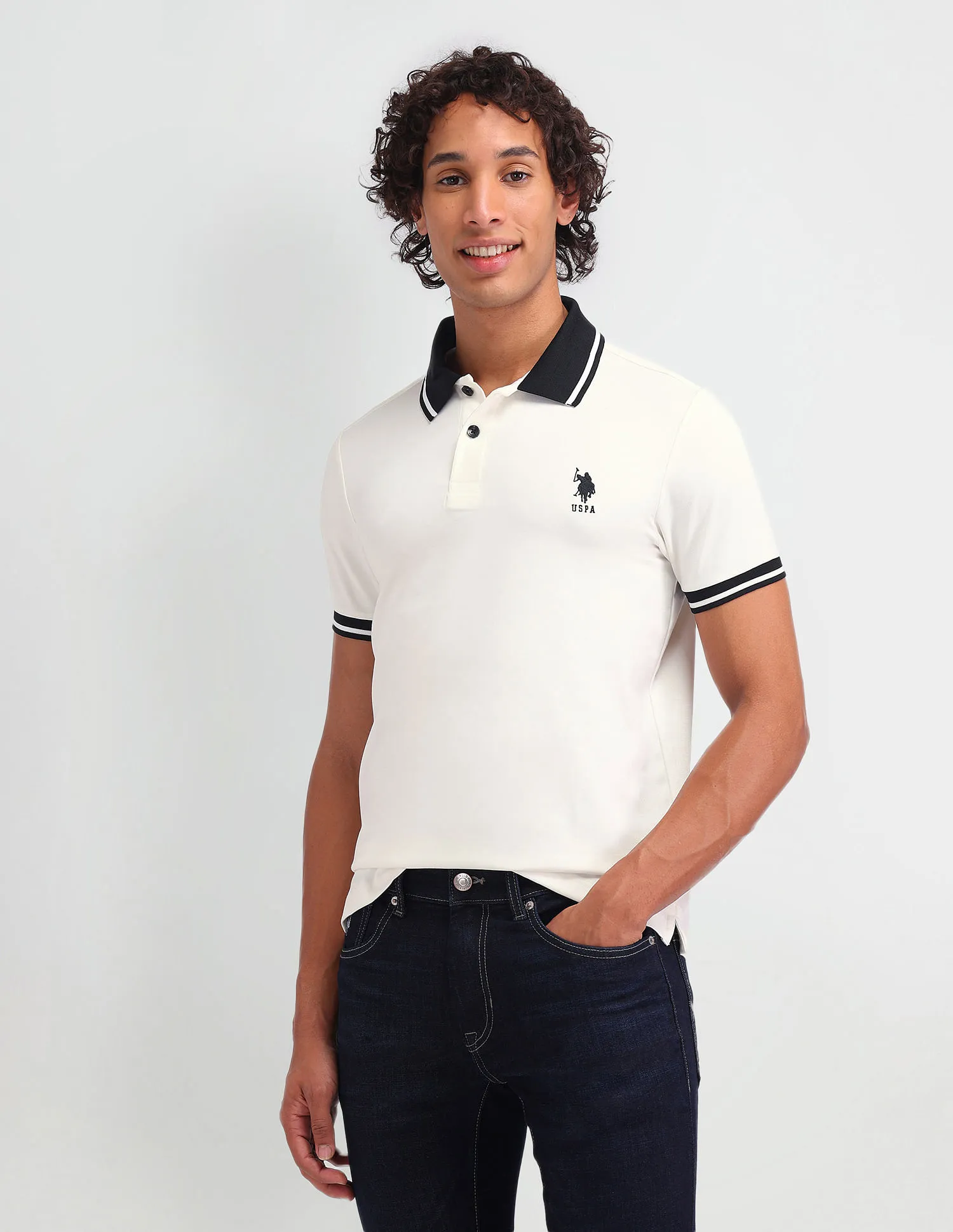 U.S. Polo Assn. Denim Co. Solid Cotton Muscle Fit Polo Shirt