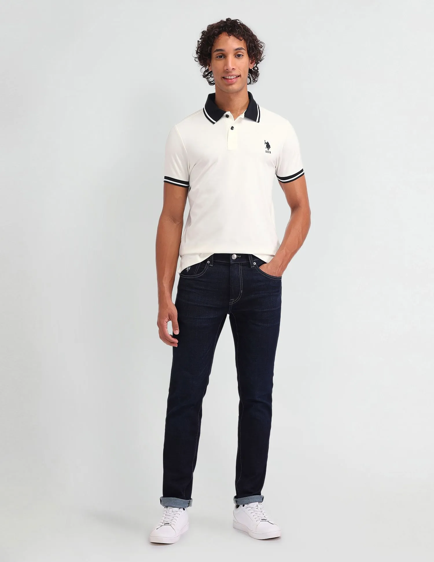 U.S. Polo Assn. Denim Co. Solid Cotton Muscle Fit Polo Shirt