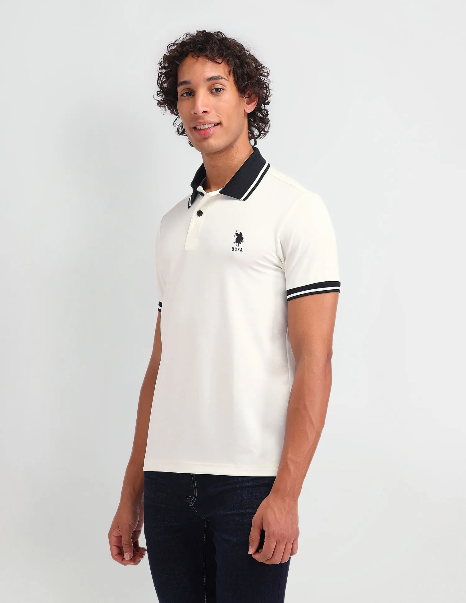 U.S. Polo Assn. Denim Co. Solid Cotton Muscle Fit Polo Shirt