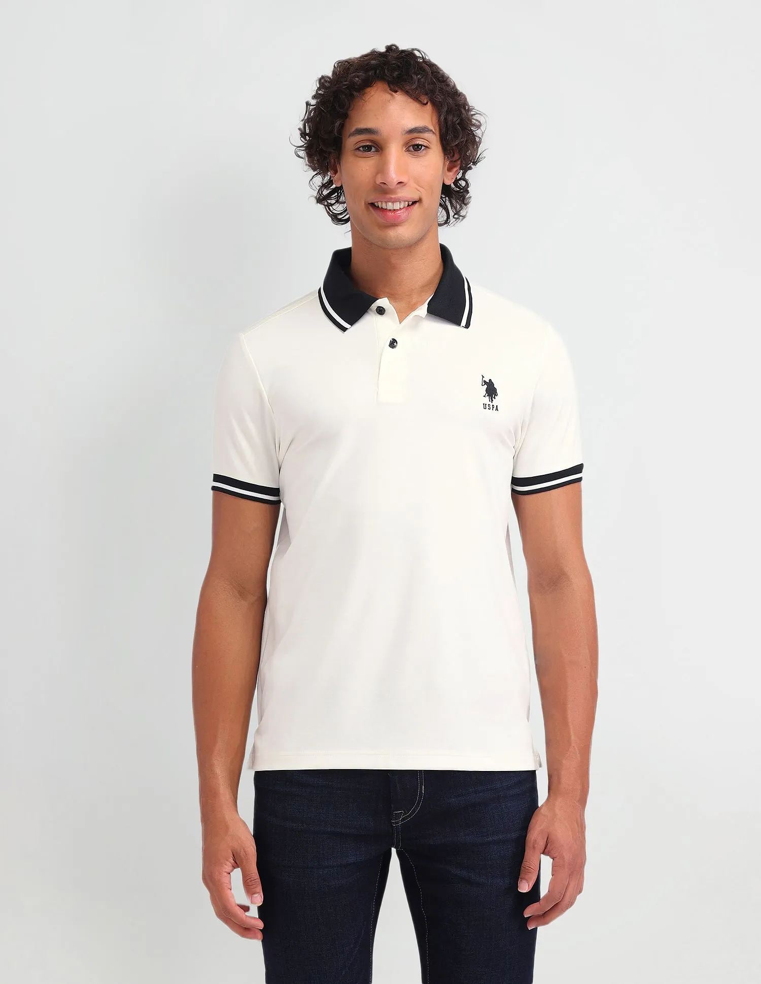 U.S. Polo Assn. Denim Co. Solid Cotton Muscle Fit Polo Shirt