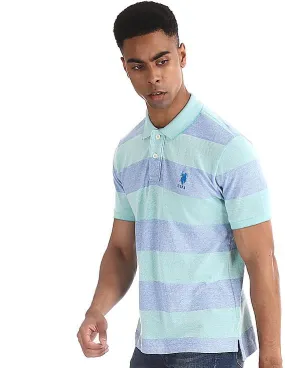 U.S. Polo Assn. Green and Blue Striped Pique Polo Shirt