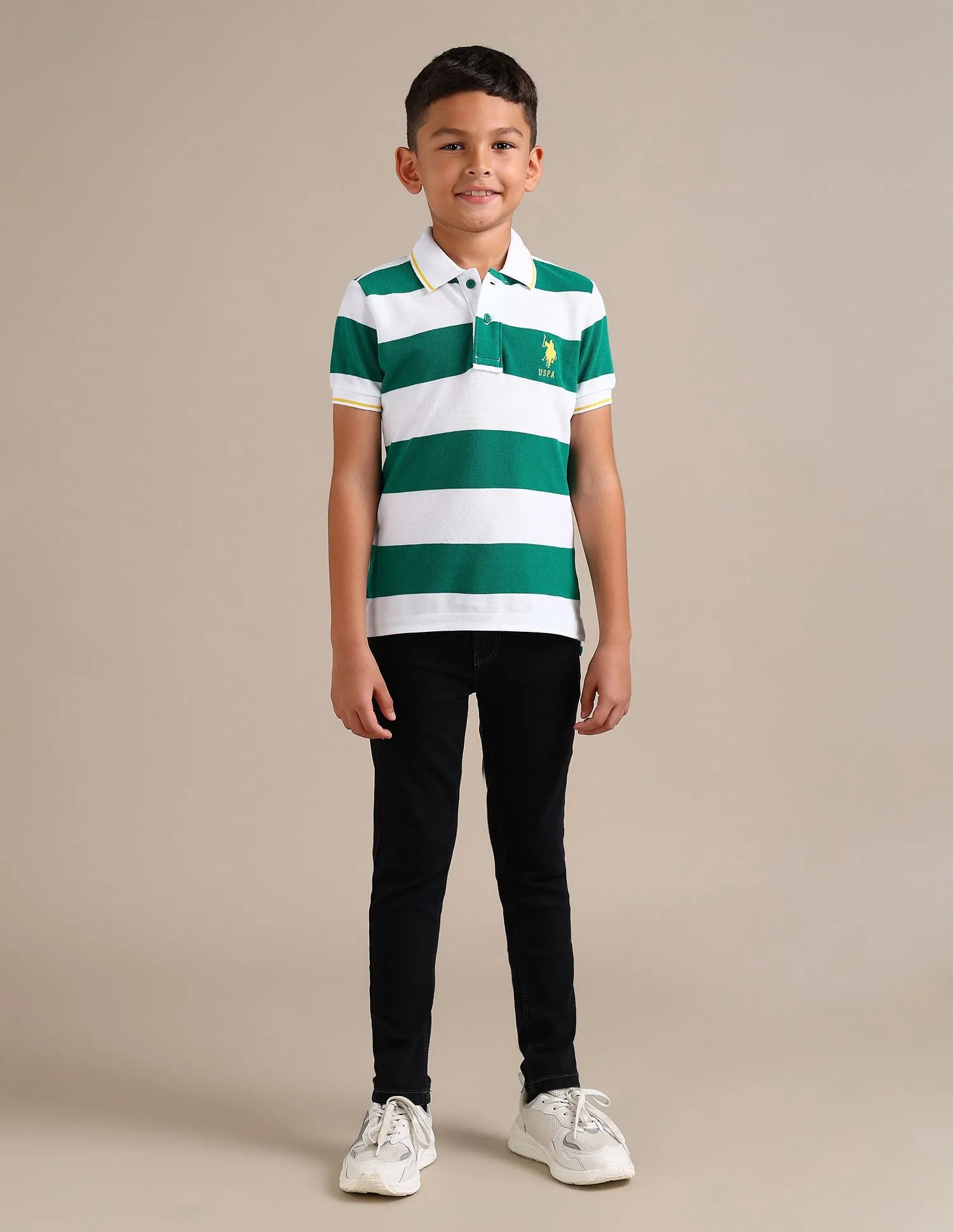 U.S. Polo Assn. Kids Boys Vertical Striped Regular Polo Shirt