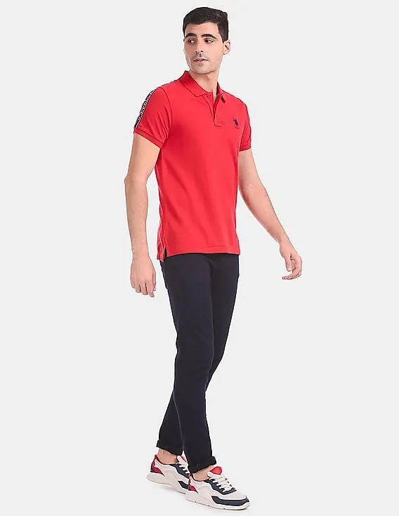 U.S. Polo Assn. Red Shoulder Tape Pique Polo Shirt