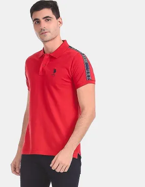 U.S. Polo Assn. Red Shoulder Tape Pique Polo Shirt