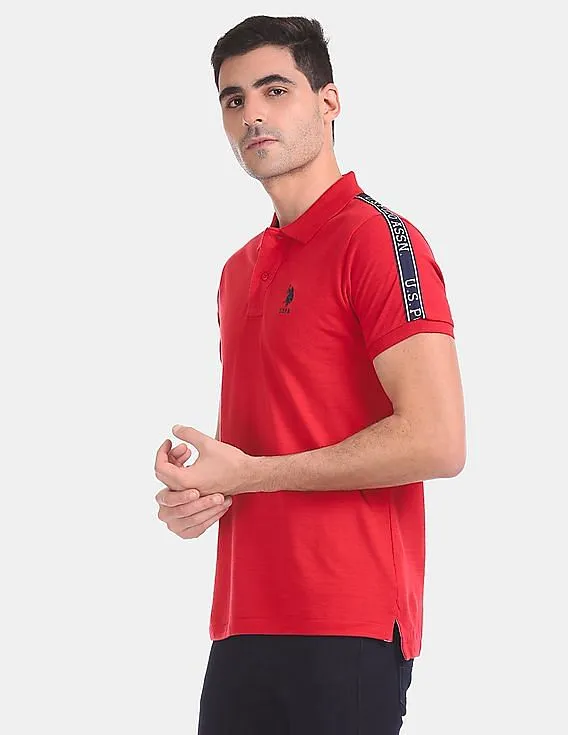 U.S. Polo Assn. Red Shoulder Tape Pique Polo Shirt