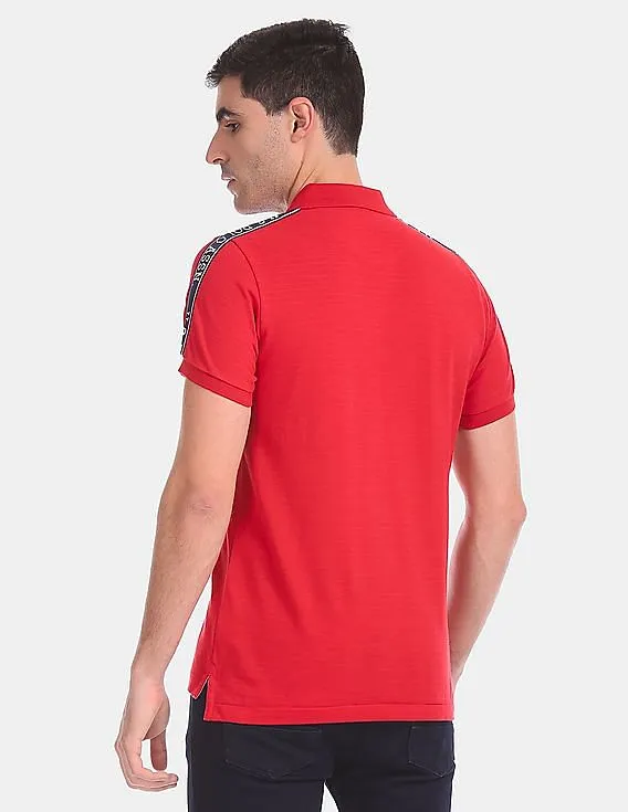 U.S. Polo Assn. Red Shoulder Tape Pique Polo Shirt