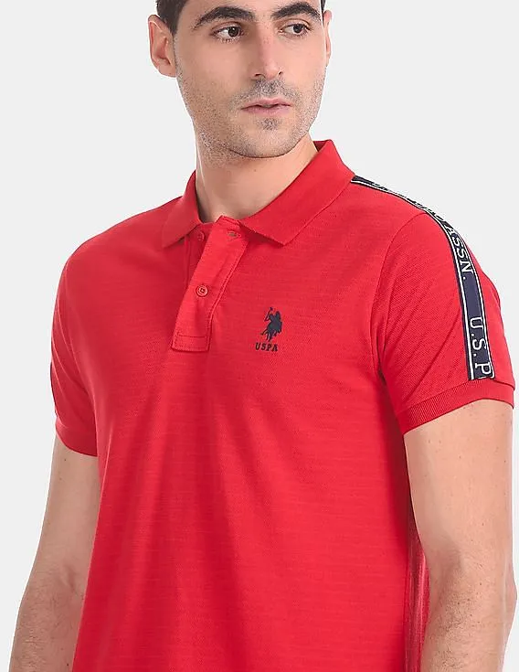 U.S. Polo Assn. Red Shoulder Tape Pique Polo Shirt