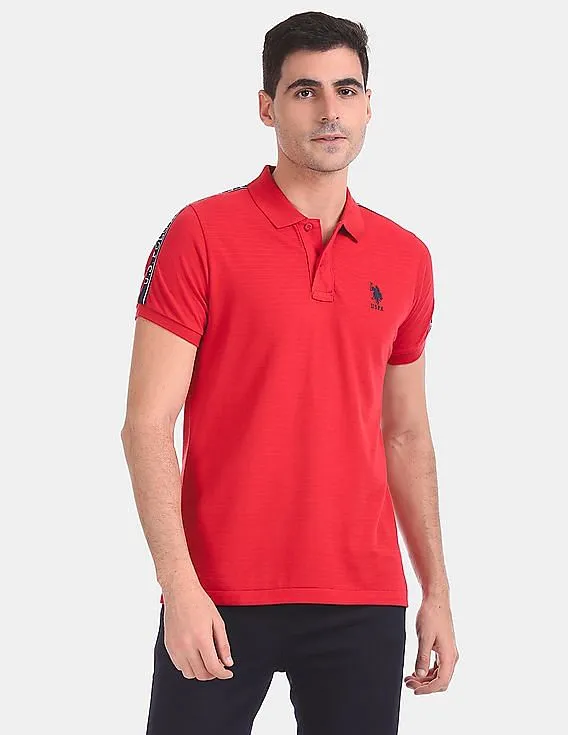 U.S. Polo Assn. Red Shoulder Tape Pique Polo Shirt