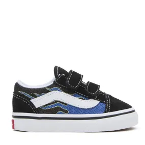 Vans Infant Old Skool Flame Velcro Trainers Black/Blue