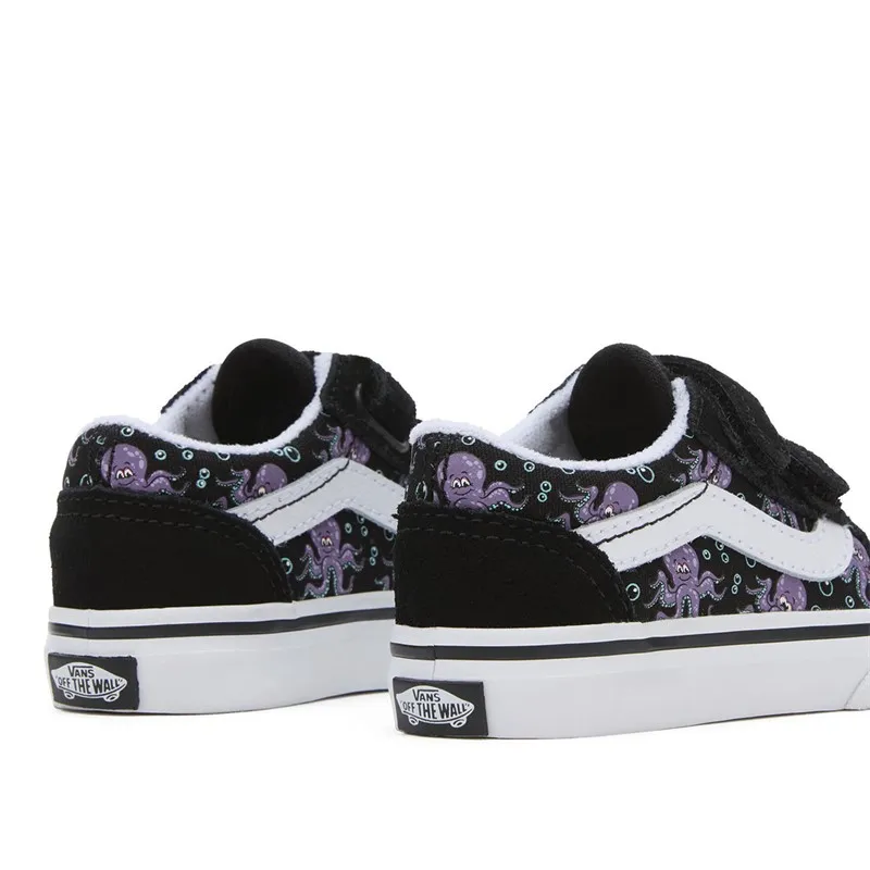 Vans Infant Old Skool Glow Octopus Velcro Trainers Black/Purple