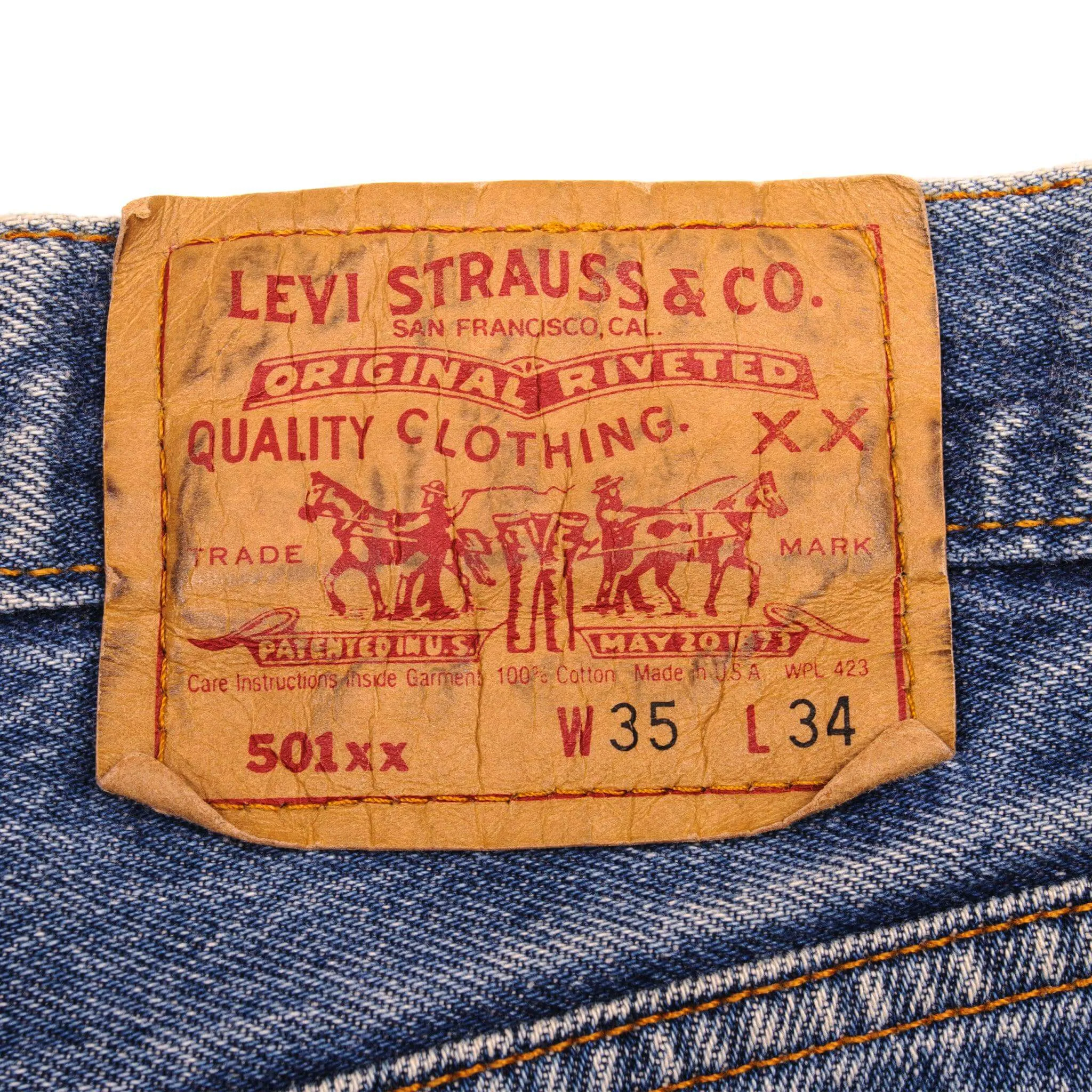 VINTAGE LEVIS 501 JEANS INDIGO 1988-1993 SIZE W34 L30 MADE IN USA