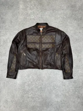 VT Rework: Louis Vuittton Monogram Panelled Cropped Leather Racing Jacket